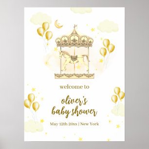 Gold Elegantes Magisches Karussell Baby Shower Wil Poster
