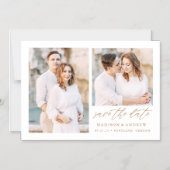 Gold Elegantes Script 2 Foto Save the Date Magneteinladung (Vorderseite)