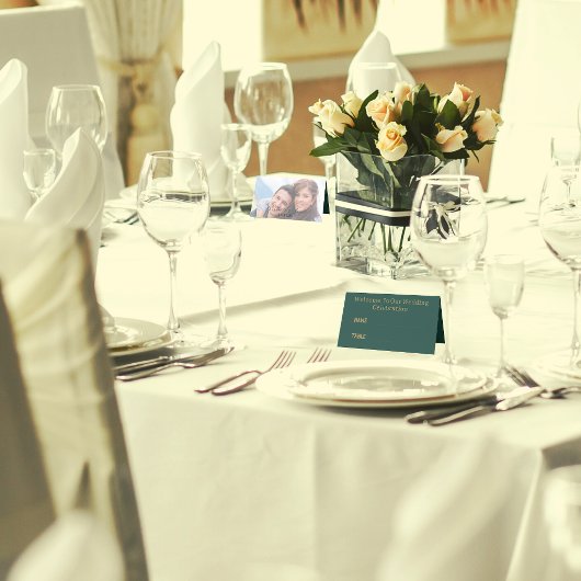 Gold Elegantes Skript und Foto | Grüne Hochzeit Platzkarte