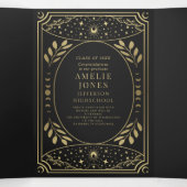 Gold Elegantes Tarot Foto Graduation Party Dreifach Gefaltete Einladung (Innenseite Mitte)