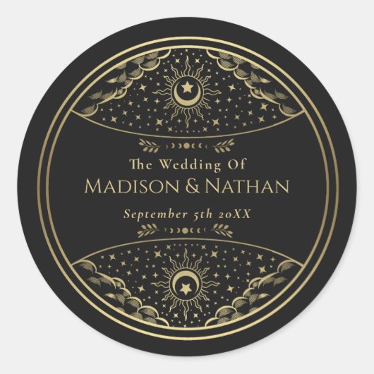 Gold Elegantes Tarot Wedding Classic Round Sticker (Vorderseite)