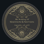 Gold Elegantes Tarot Wedding Classic Round Sticker<br><div class="desc">Elegantes und modernes Hochzeitsdesign inspiriert durch eine Tarot-Karte. Design ist keine echte Folie. Sie können dies durch einen Klick auf "PERSONALISIEREN" weiter anpassen. Matching Items in unserem Shop für ein komplettes Party Thema. Für weitere Fragen wenden Sie sich bitte an ThePaperieGarden@gmail.com</div>