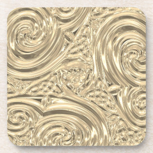 Gold elegantes viktorianisches Art Nouveau gravier Getränkeuntersetzer