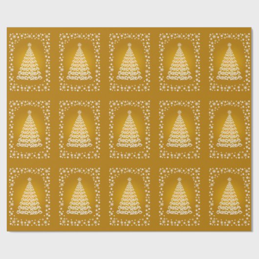 Gold Elegantes Weihnachtsbaumwrapping Paper Geschenkpapier (Flach)