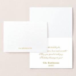 Gold Elegantes WeihnachtsMERRY und BRIGHT Monogram Folienkarte
