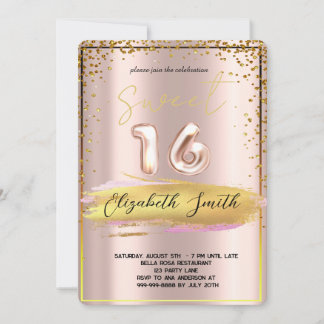 Gold Eleganz, Rose Gold 16 . Geburtstag Invitati Einladung