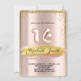 Gold Eleganz, Rose Gold 16 . Geburtstag Invitati Einladung
