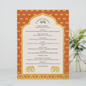 Gold Elephant Indian & Hindu Wedding Program Card Programm (Stehend Vorderseite)
