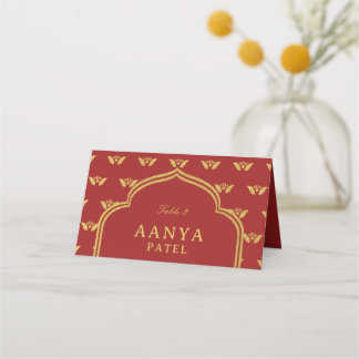 Gold Elephant & Lotus Blume Hochzeitsname Platzkarte