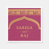 Gold Elephant & Lotus Blume Mundap Arch Wedding Serviette (Vorderseite)