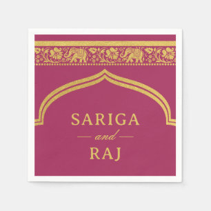Gold Elephant & Lotus Blume Mundap Arch Wedding Serviette