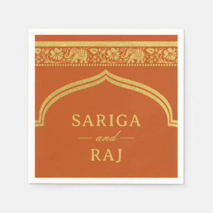 Gold Elephant & Lotus Blume Mundap Arch Wedding Serviette