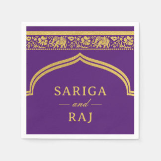 Gold Elephant & Lotus Blume Mundap Arch Wedding Serviette