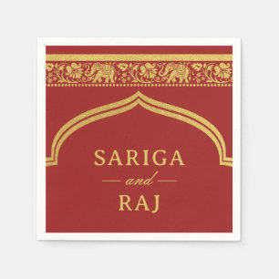 Gold Elephant & Lotus Blume Mundap Arch Wedding Serviette