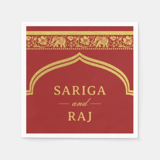 Gold Elephant & Lotus Blume Mundap Arch Wedding Serviette