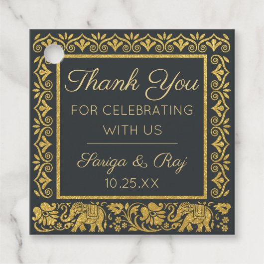 Gold Elephant & Lotus Wedding Return Geschenk Gefa Geschenkanhänger (Vorderseite)