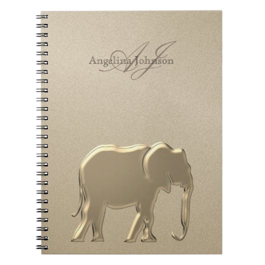 Gold Elephant Luxury Mit Monogramm Notizblock (Vorderseite)