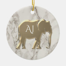 Gold Elephant Marble Mit Monogramm
