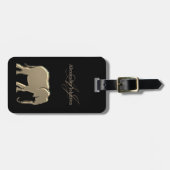 Gold Elephant Mit Monogramm Chic Black Gepäckanhänger (Vorderseite horizontal)