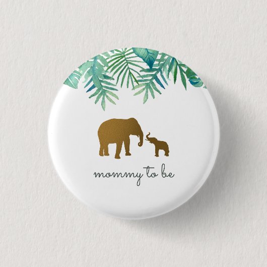 Gold Elephant Mommy zu Kinderdusche Button (Vorderseite)
