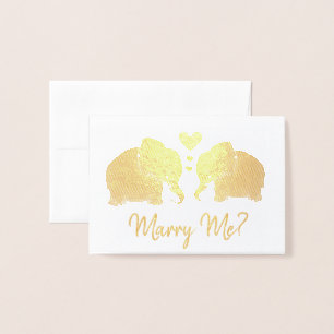 Gold Elephant Pair mit Heiratsantrag Folienkarte