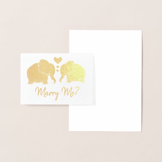 Gold Elephant Pair mit Heiratsantrag Folienkarte (Anzeige)