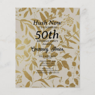 Gold Elfenbein Botanical 50. Geburtstag 2.0 Flyer