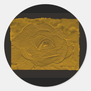 Gold Emboss Look Rose Runder Aufkleber