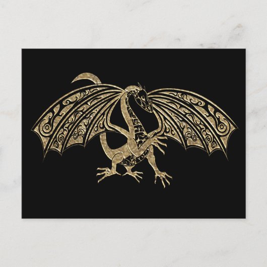 Gold Embossed Dragon Fantasy Postkarte (Vorderseite)