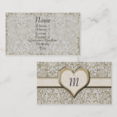 Gold Embossed Look Damask Business Card Visitenkarte (Vorne/Hinten)