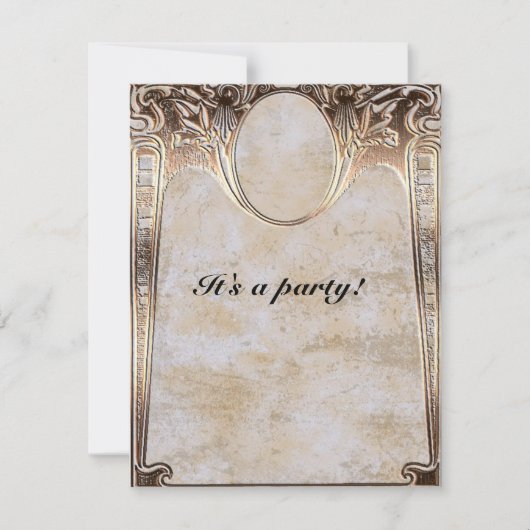 Gold Embossed Look Steamunk Wedding Einladung (Vorderseite)