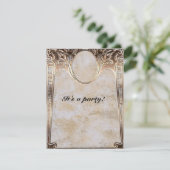 Gold Embossed Look Steamunk Wedding Einladung (Stehend Vorderseite)