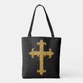 Gold Embroidered Look Cross Front and Back Tasche (Rückseite)