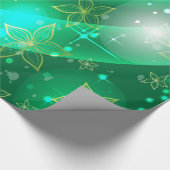 Gold & Emerald Floral Sparkle Muster Geschenkpapier (Ecke)