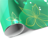 Gold & Emerald Floral Sparkle Muster Geschenkpapier (Rolleneckpunkt)