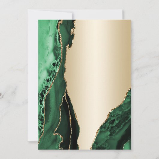 Gold Emerald Green Agate Überraschung 90. Geburtst Einladung (Rückseite)