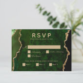 Gold Emerald Green Agate Wedding RSVP Card Karte (Stehend Vorderseite)