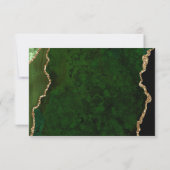 Gold Emerald Green Agate Wedding RSVP Card Karte (Rückseite)
