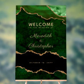 Gold Emerald Green Agate Wedding Willkommen Acrylschild (Neutral)