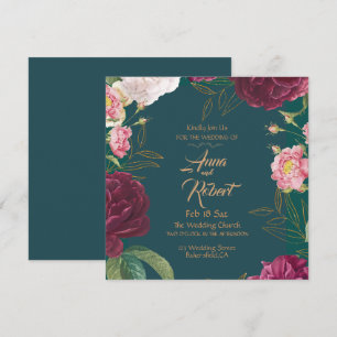 Gold & Emerald Green Floral Save The Date