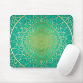Gold Emerald Green Hand Drawn Mandala Mousepad (Mit Mouse)