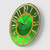 Gold Emerald Green Kleeblatt St Patrick's Day Große Wanduhr (Winkel)