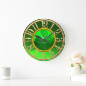 Gold Emerald Green Kleeblatt St Patrick's Day Große Wanduhr (Zuhause)