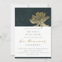 GOLD EMERALD GREEN LOTUS FLORAL VOW RENEWITE INVIT