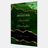 Gold Emerald Green Marble Agate Wedding Willkommen Acrylschild (Winkel)