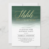 Gold & Emerald Green Watercolor Überraschung Gebur Einladung (Vorderseite)