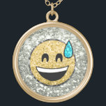 *~* Gold Emoji AP41 Bead Sweat Smile Vergoldete Kette<br><div class="desc">(Suchen Sie die ID AP41 für Emoji und die ID AP40 für glänzende Schmuckstücke ähnlichen Designs auf verschiedenen Produkten ) EMOJI NECKLACE GRINNING FACE WITH ONE BEAD OF SWEAT EMOJI * Energetisch Enhanced zeitgenössisches, lustiges, modernes, beliebtes niedliches GRINNING FACE MIT ONE BEAD EMOJI Design mit einem Imitat sparkling Glitzer Diamanten...</div>