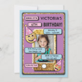 Gold Emoji Birthday Party Handy Foto Einladung (Vorderseite)