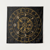 Gold Energy Norse Runes Altar Tuch - Tarot Wandteppich (Vorderseite (Horizontal))