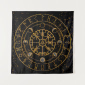 Gold Energy Norse Runes Altar Tuch - Tarot Wandteppich (Vorderseite)